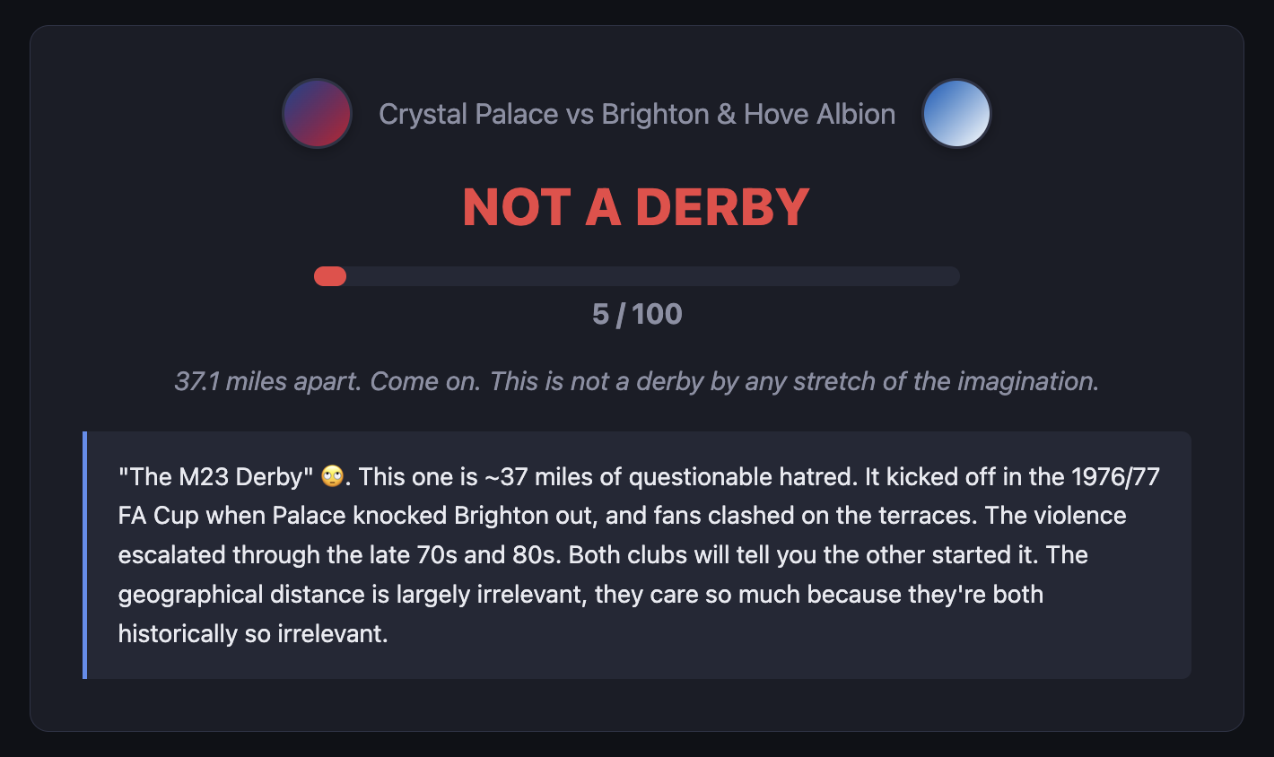 Is It A Derby app screenshot