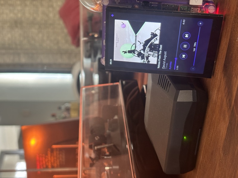 moOde remote display showing Now Playing on a Raspberry Pi with 4 inch screen